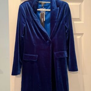 NWT Aidan Mattox Tuxedo Dress deep ocean stretch velvet blue gorgeous sz 10